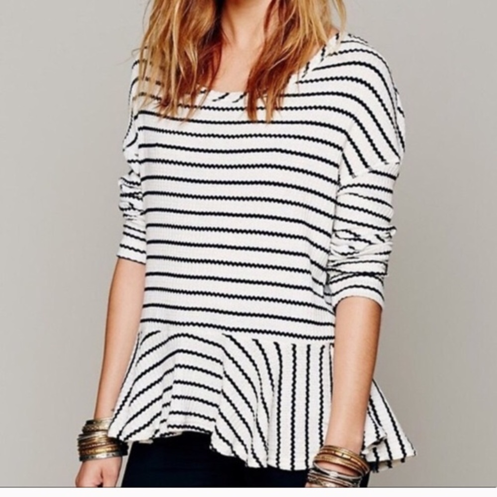 Free People We the Free Auntie Em Striped Peplum